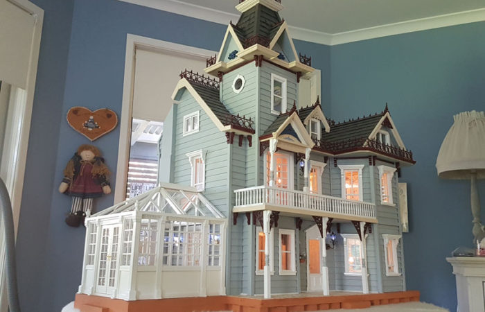 wooden victorian dollhouse